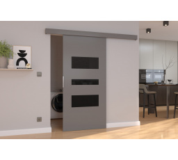 Falra szerelhető tolóajtó CENTO 76 Szürke+Fekete Lacobel