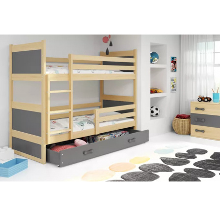 RICO PIĘTROWE RAMA SOSNA WYPEŁNIENIA GRAFIT SZUFLADA GRAFIT 90 X 200 KPL