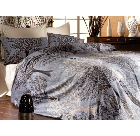 Saténový povlak na polštář Trees grey 50x70