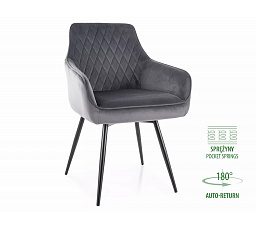 Rugós étkezőszék - forgatható MARLO VELVET, Szürke Bluvel 14/Fekete