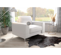 FOTEL ARIA 112 CM SKÓRA NATURALNA - Skóra biała