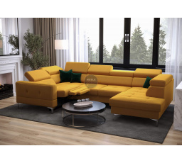 NAROŻNIK TOSCANIA MAX I RELAX Z FUNKCJĄ SPANIA170x350x185 CM - lewa , Odcienie żółte