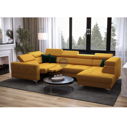 NAROŻNIK TOSCANIA MAX I RELAX Z FUNKCJĄ SPANIA170x350x185 CM - lewa , Odcienie żółte