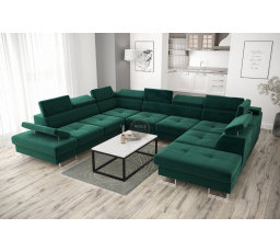 NAROŻNIK GALAXY MAX I Z FUNKCJĄ SPANIA 280x350x225 - Odcienie zieleni , lewa