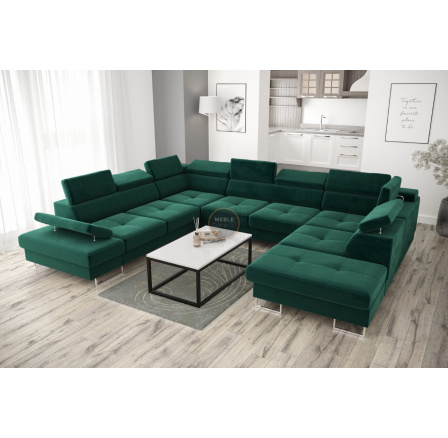 NAROŻNIK GALAXY MAX I Z FUNKCJĄ SPANIA 280x350x225 - Odcienie zieleni , lewa