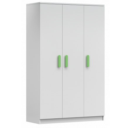 3D SMYK I - 19 Gardróbszekrény, Fehér Matt/Zöld