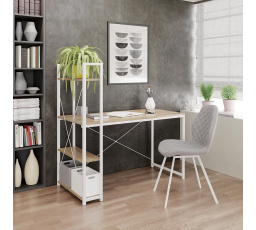 NARVIK B1 íróasztal, fehér/szonoma tölgy