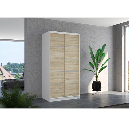 Tolóajtós szekrény RIVA 100 Fehér+Sonoma