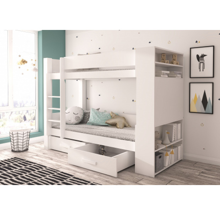 Kétszemélyes emeletes ágy GARET 180x80 Fehér