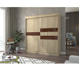 Tolóajtós szekrény lacobellel BATIA 200 Sonoma+Choco Lacobel