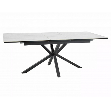 LOGAN CERAMIC étkezőasztal, Matt fehér márvány hatás/Fekete matt