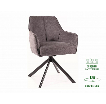 NOTTI étkező forgószék rugós üléssel, Sötétszürke 18/Fekete