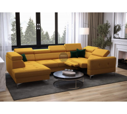 NAROŻNIK TOSCANIA MAX I RELAX Z FUNKCJĄ SPANIA170x350x185 CM - prawa , Odcienie żółte