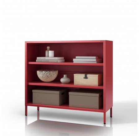 Alacsony fém polc piros Modern LUCA, 1000 x 900 x 350 mm