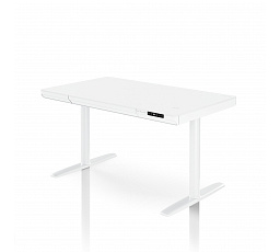 Elektromos magasságállítású sit-stand íróasztal fiókkal és Qi vezeték nélküli töltővel, fehér, 1200 mm: ELLIS