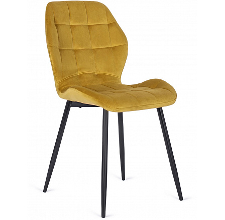 Krzesło LUCKY Musztardowe Welurowe