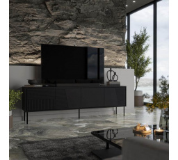 TV komód ABI szekrény, fekete matt/fekete matt