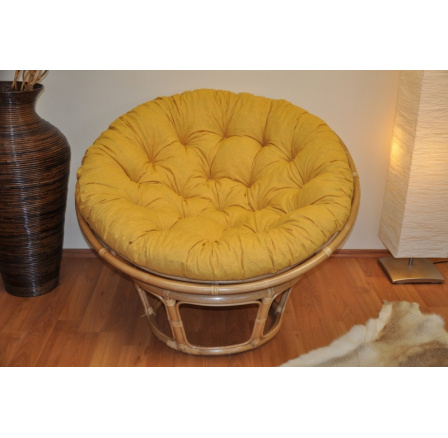 Ratanový papasan 110 cm medový polstr žlutý melír