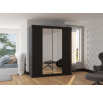 Tolóajtós és tükörrel ellátott ruhásszekrény BALANCE 180 Fekete+Fekete