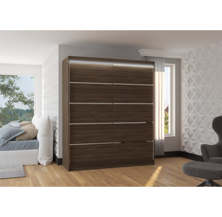 Tolóajtós szekrény LED világítással SPECTRA 180 Choco+Choco