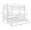 ERYK 3 OSOBOWE RAMA GRAFIT SZUFLADA NIEBIESKI 90 X 200 KPL
