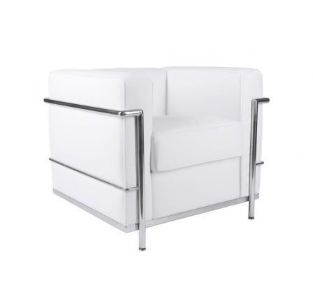 Kubik fotel fehér bőr TP