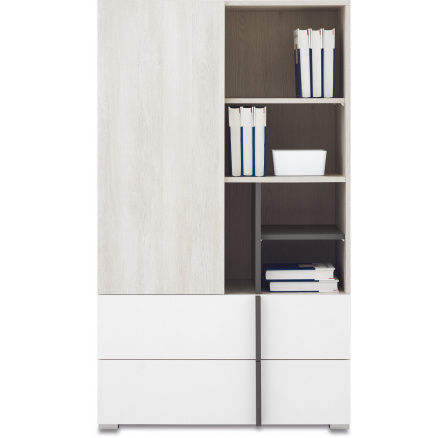 REMO RM6 komód, Fehér Wilton Tölgy/Fehér Lux/Antracit