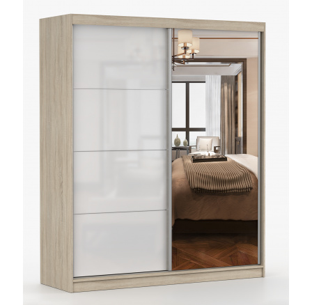 MULTI 35 gardróbszekrény - 183 cm, Sonoma Tölgy/Fehér Fényes