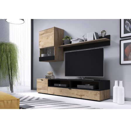 SNAP nappali fal, lefkas tölgy/fekete matt