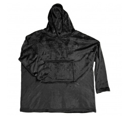 Fekete plüss kapucnis pulóver / snuddie