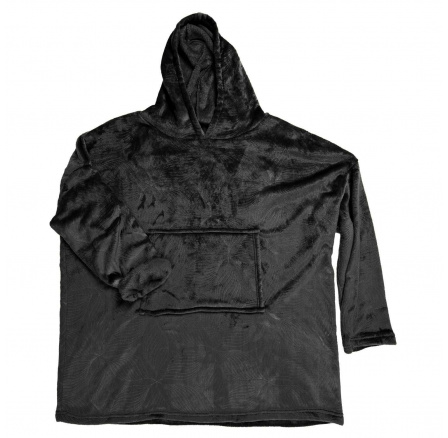 Fekete plüss kapucnis pulóver / snuddie