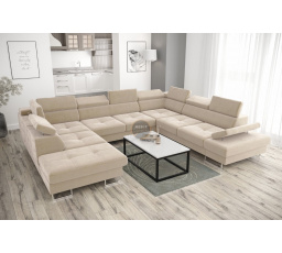 NAROŻNIK GALAXY MAX I Z FUNKCJĄ SPANIA 280x350x225 - Odcienie beżu , prawa