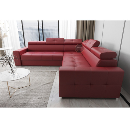 NAROŻNIK MARGO MAX 270×270 SKÓRA NATURALNA - Strona lewa , Skóra czerwona