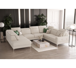 NAROŻNIK MALIBU MAX I 260x350x220 CM SKÓRA NATURALNA - Skóra ecru , Strona prawa