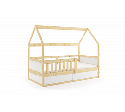 Dětská postel Domeček SMART 2 s matrací, Přírodní