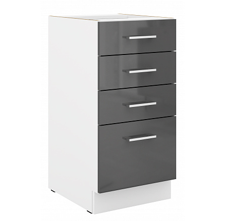 Dolní skříňka SOLA - 40 D 4S BB, Bílá/Šedý Lesk