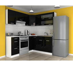 Rohová kuchyňská linka Tajsa černá LESK