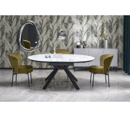 VERTIGO étkezőasztal, fehér márvány hatás/fekete