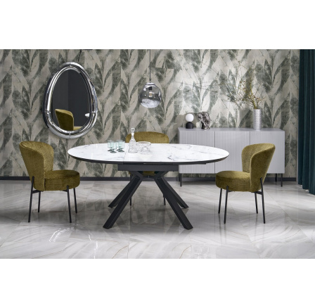 VERTIGO étkezőasztal, fehér márvány hatás/fekete