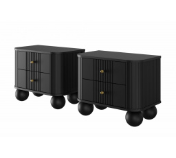 Zestaw szafek nocnych Vesper 56 cm - czarny / złote uchwyty / nogi kule