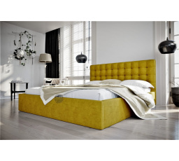 ŁÓŻKO LOFT - 200x200 , Metalowy na podnośnikach gazowych , Odcienie żółte