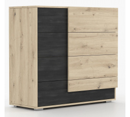 Komód 4S BAFRA - 46, Artisan Tölgy/Norvég Fekete