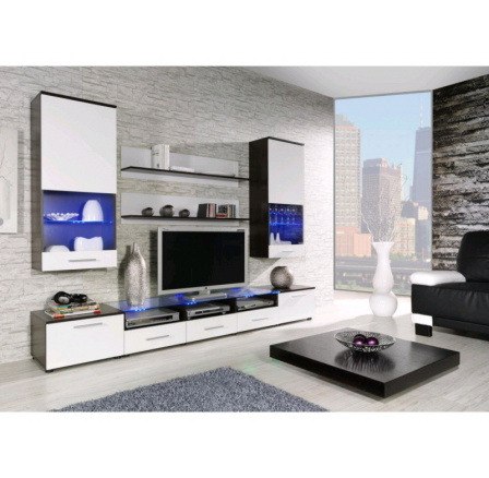 Obývací stěna CAMA II - wenge-bílá