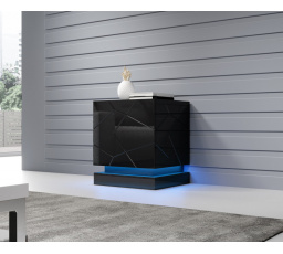 Éjjeliszekrény QIU, fényes fekete/fényes fekete