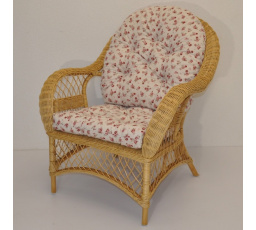 Ratanové křeslo Florida medové polstr motiv růžičky