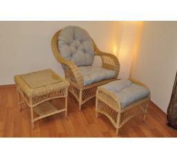 Ratanová sedací souprava Florida pohoda medová - polstry tmavě béžový melír