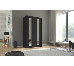Tolóajtós szekrény tükörrel BALTON 120 Fekete+Fekete