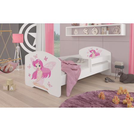 Ágy matraccal és leesésgátlóval PEPE LÁNY SZÁRNYAKKAL 160x80 Fehér