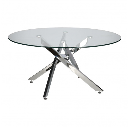 Amber dohányzóasztal 90 cm átlátszó/ króm