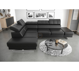 NAROŻNIK EMPORIO 225x300 SKÓRA NATURALNA - lewa , Skóra czarna